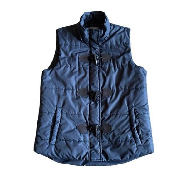 Bagatelle Quilted Vest Navy Toggles Size Small Zip Snap Button Cabin Lodge Fall - Picture 9 of 9